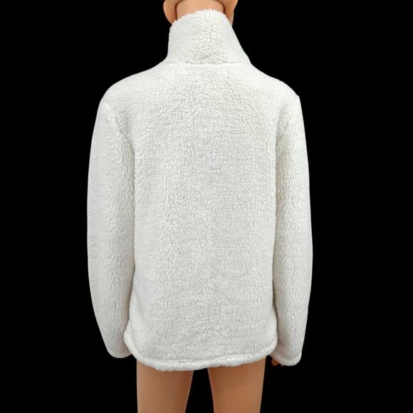 NWT Womens Ivory Teddy Sherpa Fleece Jacket Full Zip Stand Collar Lined Small - Picture 10 of 14